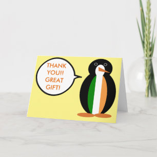 Cartão De Agradecimento Bandeira Irlandesa Sra. Pinguim Fala