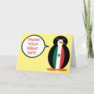 Cartão De Agradecimento Bandeira Mexicana Pinguim Sra. Falante