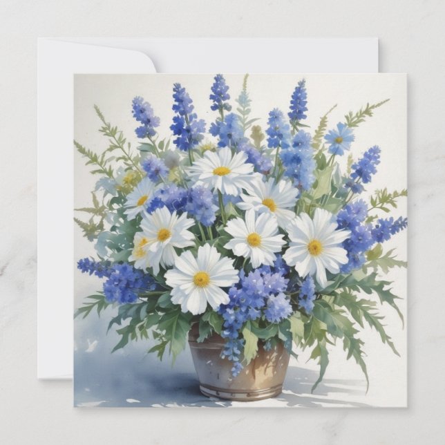 Cartão De Agradecimento Bando de Flores de Aquarela Elegante (Frente)