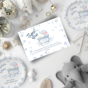 Cartão De Agradecimento Banho de Bolhas Azul - Chá de Bebê de Animais