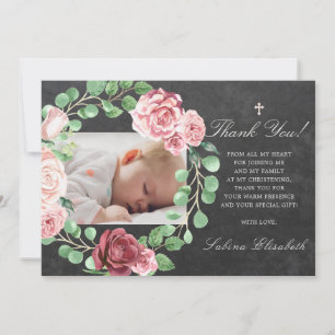 Cartão De Agradecimento Baptism Christening Baby Garden Foto Floral