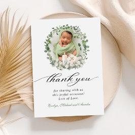 Cartão De Agradecimento Baptism Christening Photo Rosas Floral