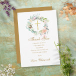 Cartão De Agradecimento Baptism Christening Rosas Floral Dourado<br><div class="desc">Com uma delicada camada floral de aquarela,  este batismo chic ou cartões de agradecimentos batizante pode ser personalizado com sua mensagem de obrigado especial. Você pode personalizar o inverso para sua cor favorita ou adicionar informações adicionais. Projetado por Thisnotme©</div>