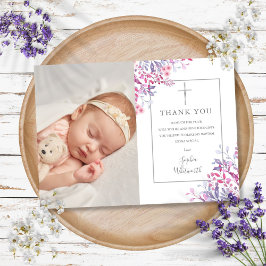 Cartão De Agradecimento Baptism Christening Wildflower Fooral