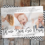 Cartão De Agradecimento Baptism Foto Chic Simples Moderna<br><div class="desc">Este design simples e clássico é composto por tipografia serif e adiciona uma foto personalizada. O dorso tem um padrão de diafragma. Este design é moderno,  chique,  brincalhão e divertido.</div>