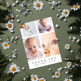 Cartão De Agradecimento Baptism Photo Collage Cross Elegant Thank You