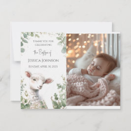 Cartão De Agradecimento Baptismo do bebê minúsculo e do Eucalyptus