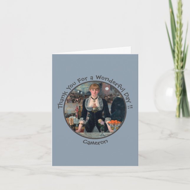 Cartão De Agradecimento Bar de Manet na Coleção do Partido Folies-Bergère (Frente)