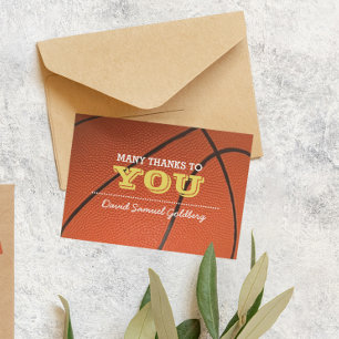 Cartão De Agradecimento Bar Dourado De Basquete Mitzvah Obrigado Nota