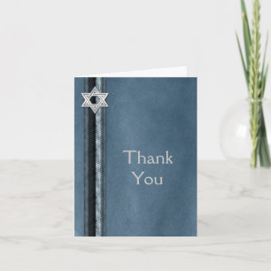 Cartão De Agradecimento Bar Mitzvah Blue Striped Thank You
