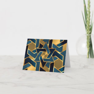 Cartão De Agradecimento Bar Mitzvah Marinho Dourado Estrela Azul de David