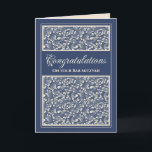 Cartão De Agradecimento Bar Mitzvah Parabéns Damask Blue Card<br><div class="desc">Personalize o texto desta placa de Parabéns. O cartão está configurado para um bar mitzvah,  mas pode ser facilmente adaptado para um Bar Mitzvah,  Aniversário,  Noivado ou outro evento especial.</div>