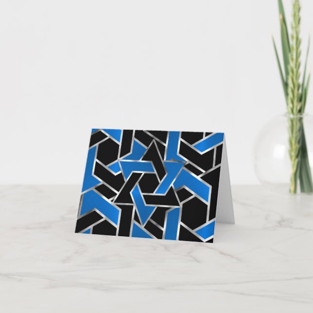 Cartão De Agradecimento Bar Mitzvah Silver Blue Star de David (Frente)