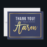 Cartão De Agradecimento BAR MODERNO MITZVAH obrigado a folha de ouro marin<br><div class="desc">pelo kat massard >> kat@simplysweetPAPERIE.com << Uma maneira simples e na moda para dizer obrigado para o seu convidado para participar do BAR/BAT MITZVAH do seu filho como modelo, é simples você adicionar seus próprios detalhes ou clicar no botão personalizar e você pode adicionar ou alterar texto, fontes, tamanhos etc....</div>