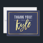 Cartão De Agradecimento BAR MODERNO MITZVAH obrigado seu nome de ouro mari<br><div class="desc">pelo kat massard >> kat@simplysweetPAPERIE.com << Uma maneira simples e na moda para dizer obrigado para o seu convidado para participar do BAR/BAT MITZVAH do seu filho como modelo, é simples você adicionar seus próprios detalhes ou clicar no botão personalizar e você pode adicionar ou alterar texto, fontes, tamanhos etc....</div>