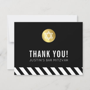 Cartão De Agradecimento BAR MODERNO MITZVAH obrigado seu ponto preto doura
