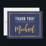 Cartão De Agradecimento BAR MODERNO MITZVAH obrigado sua caligrafia dourad<br><div class="desc">pelo kat massard >> kat@simplysweetPAPERIE.com << Uma maneira simples e na moda para dizer obrigado para o seu convidado para participar do BAR/BAT MITZVAH do seu filho como modelo, é simples você adicionar seus próprios detalhes ou clicar no botão personalizar e você pode adicionar ou alterar texto, fontes, tamanhos etc....</div>