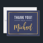 Cartão De Agradecimento BAR MODERNO MITZVAH obrigado sua caligrafia dourad<br><div class="desc">pelo kat massard >> kat@simplysweetPAPERIE.com << Uma maneira simples e na moda para dizer obrigado para o seu convidado para participar do BAR/BAT MITZVAH do seu filho como modelo, é simples você adicionar seus próprios detalhes ou clicar no botão personalizar e você pode adicionar ou alterar texto, fontes, tamanhos etc....</div>