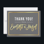 Cartão De Agradecimento BAR MODERNO MITZVAH obrigado sua cinza dourada<br><div class="desc">ORDEM PERSONALIZADA para Emily por kat massard >> kat@simplysweetPAPERIE.com << Uma maneira simples e na moda para dizer obrigado para o seu convidado para participar do BAR/BAT MITZVAH do seu filho como modelo é simples você adicionar seus próprios detalhes ou clicar no botão personalizar e você pode adicionar ou alterar...</div>