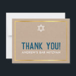 Cartão De Agradecimento BAR MODERNO MITZVAH simples obrigado sua kraft azu<br><div class="desc">pelo kat massard >> kat@simplysweetPAPERIE.com << Uma maneira simples e na moda de dizer obrigado para o seu convidado para assistir ao BAR do seu filho MITZVAH Setup como modelo é simples você adicionar seus próprios detalhes ou clicar no botão personalizar e você pode adicionar ou alterar texto, fontes, tamanhos...</div>