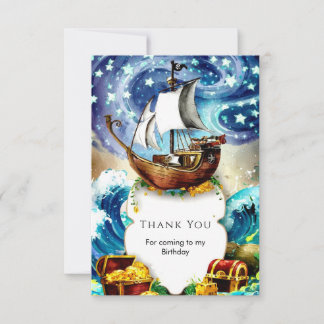 Cartão De Agradecimento Barco Pirata de Aniversário para Crianças Capricho