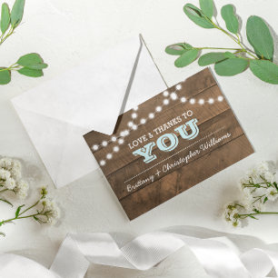 Cartão De Agradecimento Barnwood Lights Aqua Weding Obrigado Nota