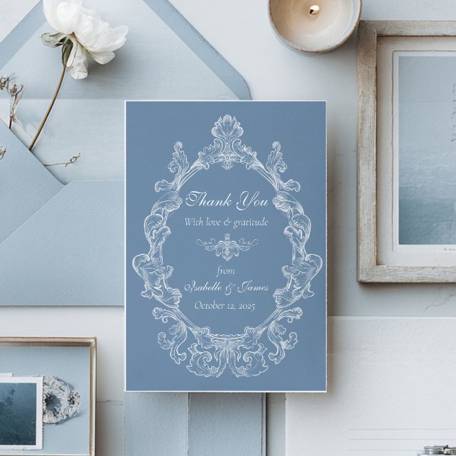 Cartão De Agradecimento Baroque Vintage Damask Wedding (Criador carregado)