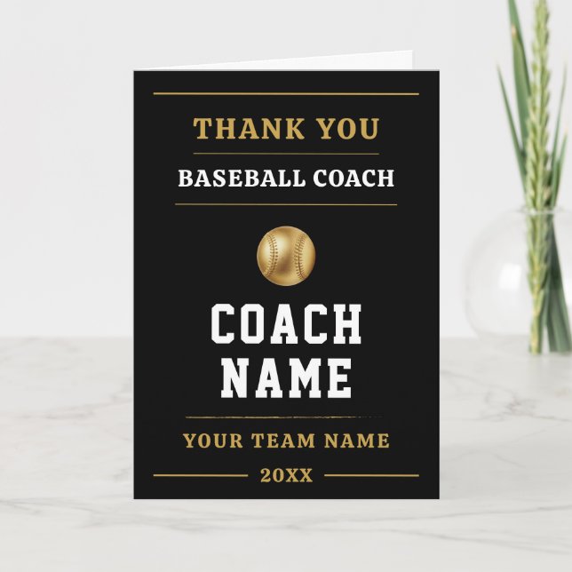 Cartão De Agradecimento Baseball Coach Team Appreciation Gift (Frente)