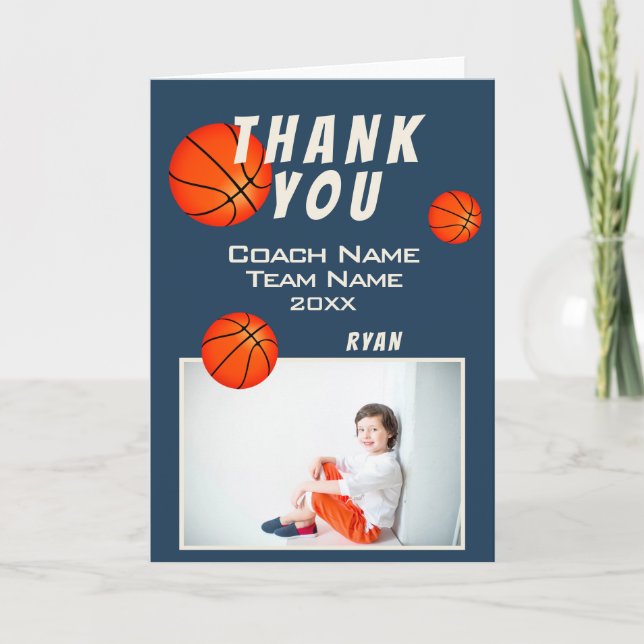 Cartão De Agradecimento Basketball Sports Thank you Coach Card (Frente)