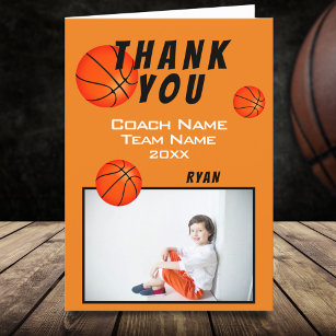 Cartão De Agradecimento Basketball Sports Thank you Coach Card