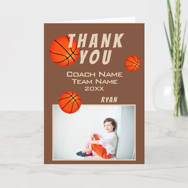 Cartão De Agradecimento Basketball Sports Thank you Coach Card (Frente)