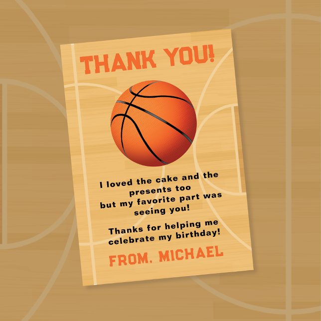 Cartão De Agradecimento Basquete (Basketball Thank You Card)
