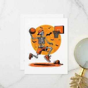 Cartão De Agradecimento Basquete Esqueleto Sinistro Halloween