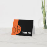 Cartão De Agradecimento Basquete Obrigado<br><div class="desc">Cartões de agradecimentos de basquete preto e laranja moderno.</div>