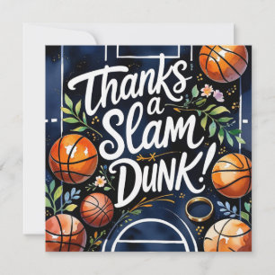 Cartão De Agradecimento Basquetebol com bola Obrigado por um casamento de 