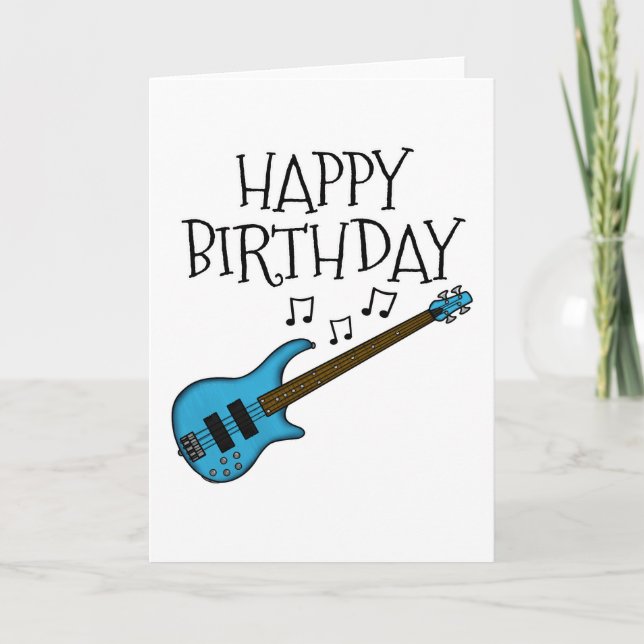 Cartão De Agradecimento Bass Guitar Birthday Card Bassista Musico (Frente)