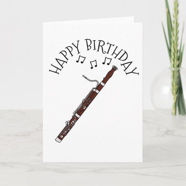 Cartão De Agradecimento Bassoon Birthday Card Bassoonista Woodwind Musico (Frente)