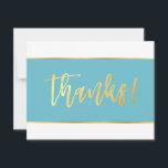 Cartão De Agradecimento BAT MITZVAH AGRADECIMENTOS turquesa azul moderno d<br><div class="desc">por kat massard >>> WWW.SIMPLYSWEETPAPERIE.COM <<<
Um simples "obrigado" em folha de ouro falso,  tipo letra manuscrita com foto e sua mensagem no verso - um OBRIGADO perfeito para o seu evento
*** Envelopes impressos correspondentes também disponíveis na minha loja - envie-me uma mensagem se precisar de um link?</div>