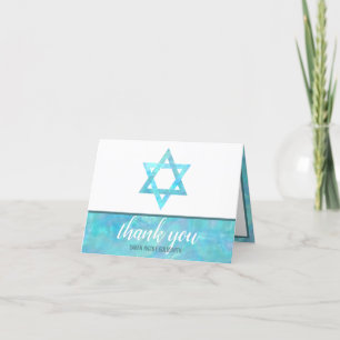 Cartão De Agradecimento Bat Mitzvah Blue Opal Magen David Fotografia Chic