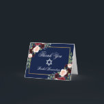 Cartão De Agradecimento Bat Mitzvah Floral Burgundy Blue Nota Dourada<br><div class="desc">Bat Mitzvah Watercolor Burgundy Marsala Blue Floral Dourado Obrigado Nota</div>
