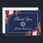 Cartão De Agradecimento Bat Mitzvah Floral Burgundy Dourado<br><div class="desc">Bat Mitzvah Watercolor Burgundy Marsala Cartões de agradecimentos Dourado Floral</div>