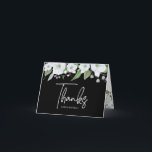 Cartão De Agradecimento Bat Mitzvah Preto Prata Script Floral Aquarela<br><div class="desc">Certifique-se de que sua Bat Mitzvah favorita mostre apreço a todos que apoiaram seu evento marcante! Envie este cartão de agradecimento sofisticado e personalizado! Uma floral em aquarela branca e com brilho prateado falso, escrita à mão com folha de prata falsa e tipografia sans serif branca se sobrepõem a um...</div>
