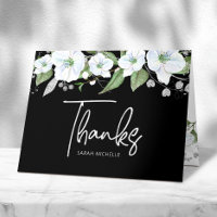 Bat Mitzvah Preto Prata Script Floral Aquarela