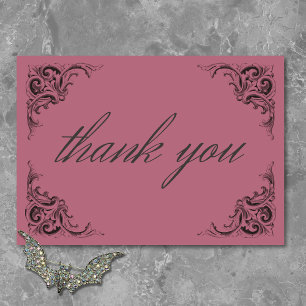 Cartão De Agradecimento Bat Vitoriano Até Casamento Negro e Vinho da Morte