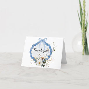 Cartão De Agradecimento Batismo Azul-Derramante Floral Elegante