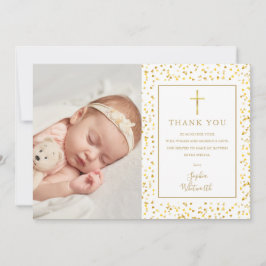 Cartão De Agradecimento Batismo Christening Dourado Hearts Confetti Foto
