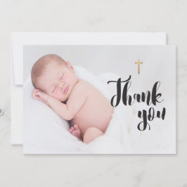Cartão De Agradecimento Batismo de Foto do Bebê Religioso