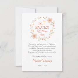 Cartão De Agradecimento Batismo e Primeiro Aniversário Flores de Pia-Cobra