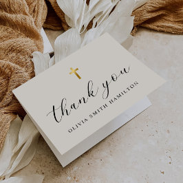 Cartão De Agradecimento Batismo Fotográfico de Script Minimalista Moderno