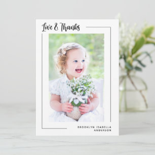 Cartão De Agradecimento Batismo Fotográfico Moderno de Obrigados e Amor